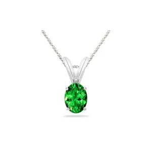 0.23-0.30 Cts of 5x3 mm AAA Oval Tsavorite Garnet Solitaire Pendant in Platinum
