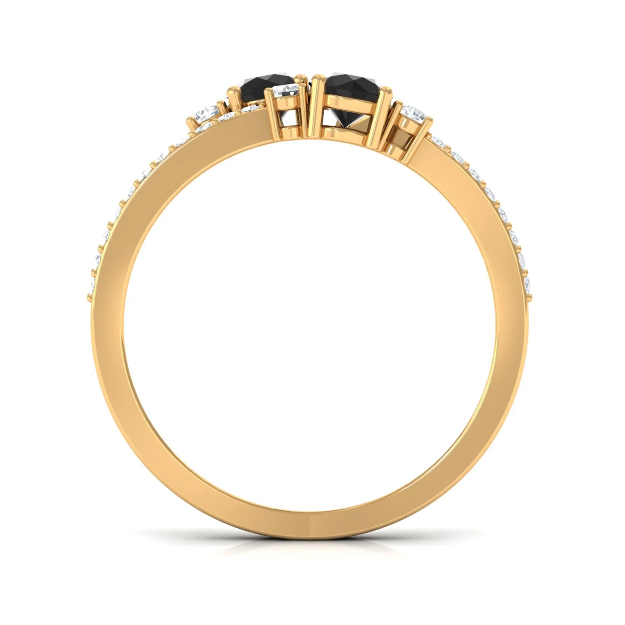 1 CT Black Onyx and Diamond Anniversary Double Band Ring