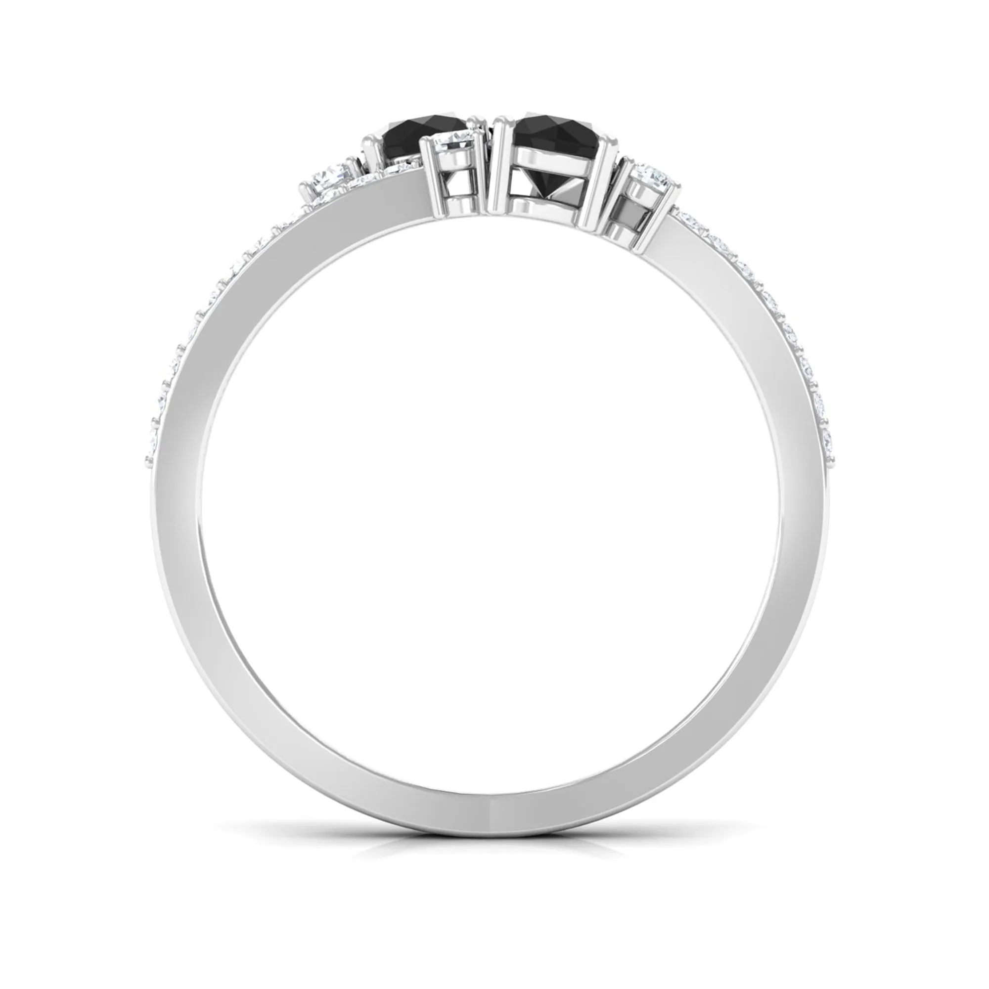 1 CT Black Onyx and Diamond Anniversary Double Band Ring