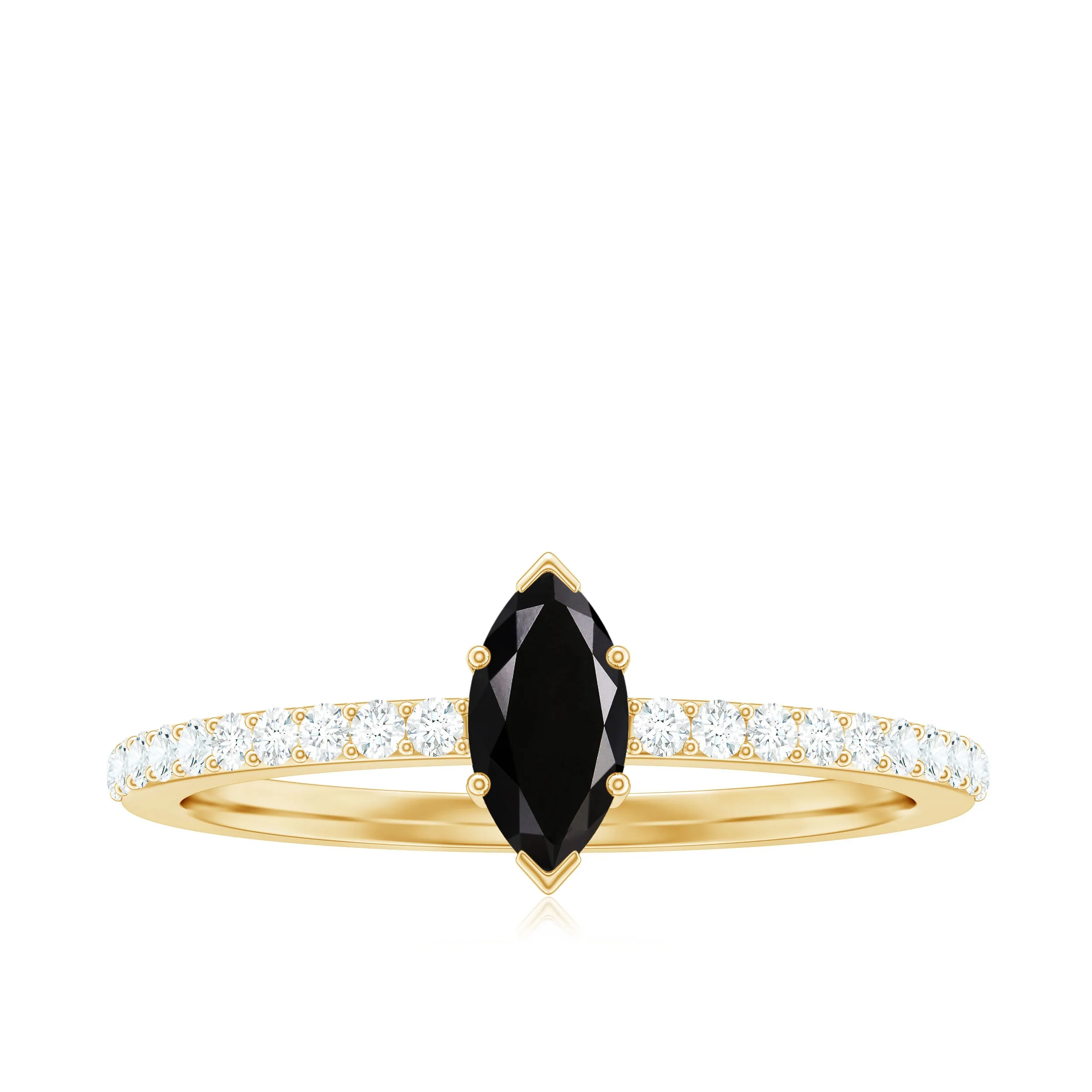 1/2 Carat Black Onyx Marquise Engagement Ring with Diamond