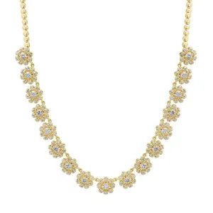 1/3 Illusion Set Diamond Flower Tennis Necklace