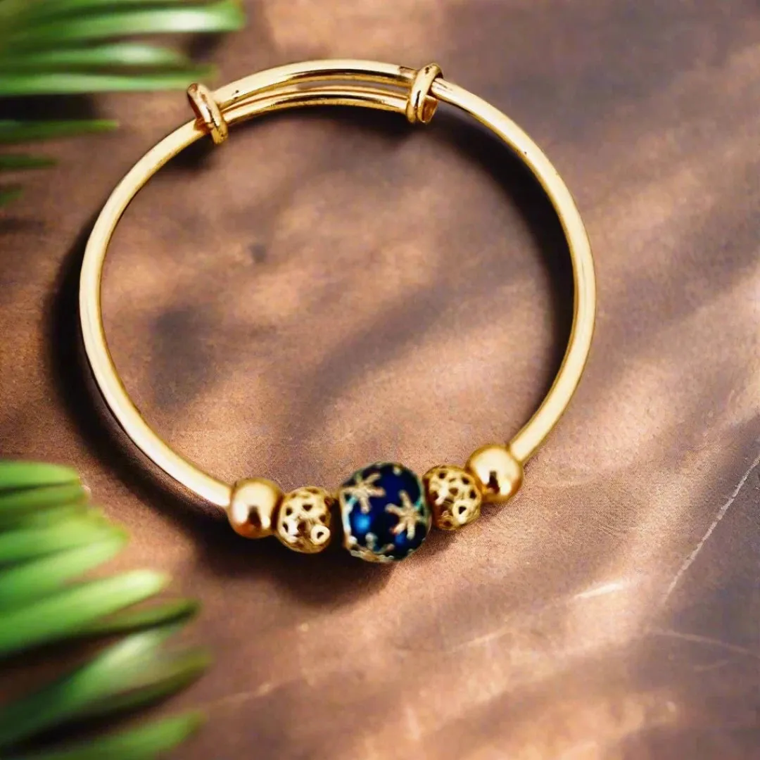14k golden plated bangle with  golden round beads