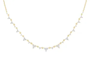14k Trio Cluster Diamond Necklace On A Thin Chain