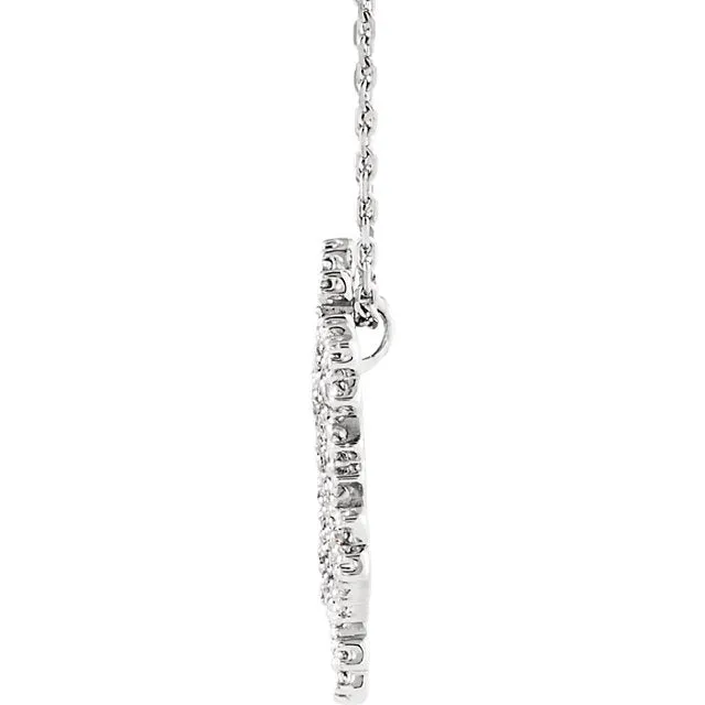14K White Gold 1/3 CTW Diamond Snowflake Pendant Charm Necklace