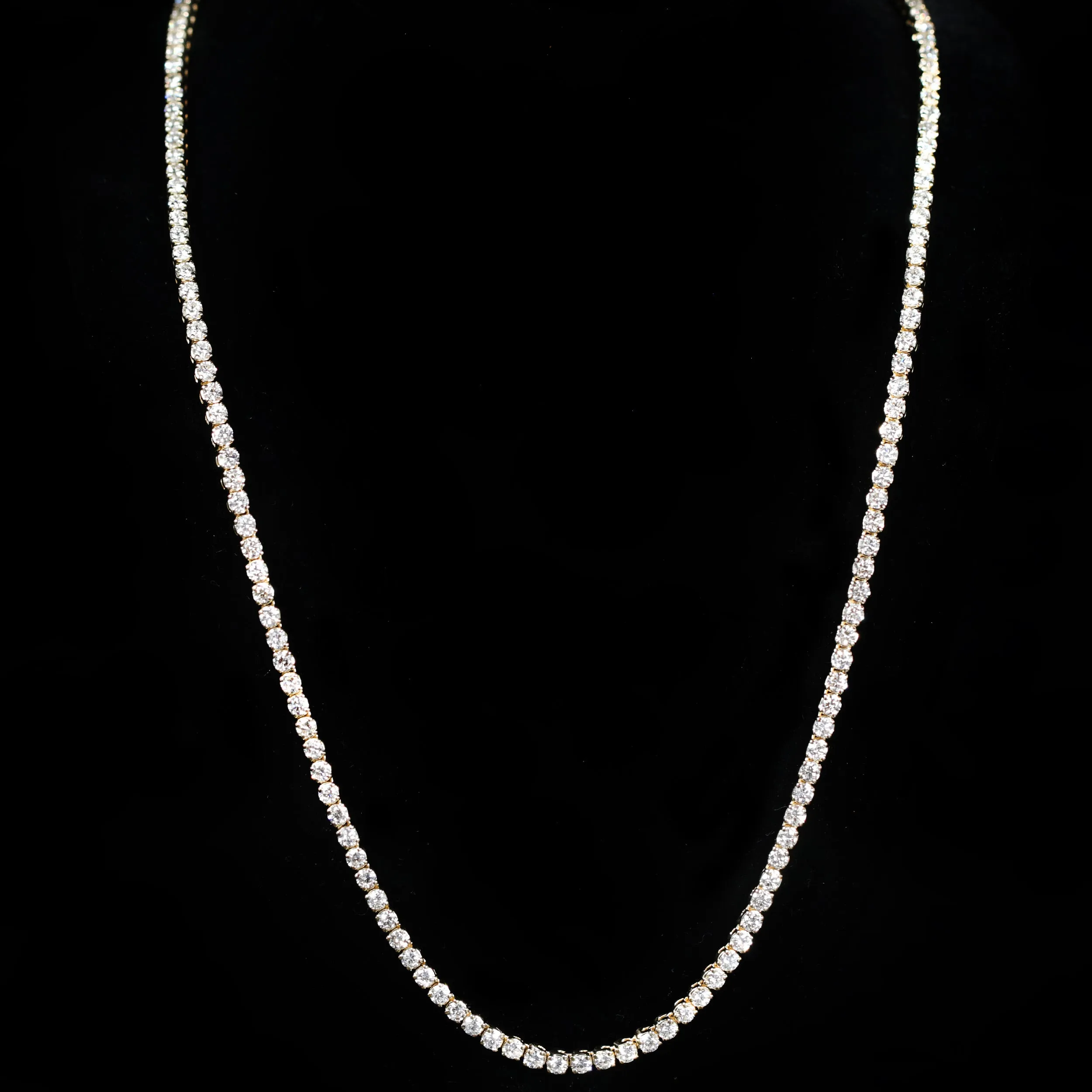14K Yellow Gold 6.30 CTW Diamond Tennis Necklace