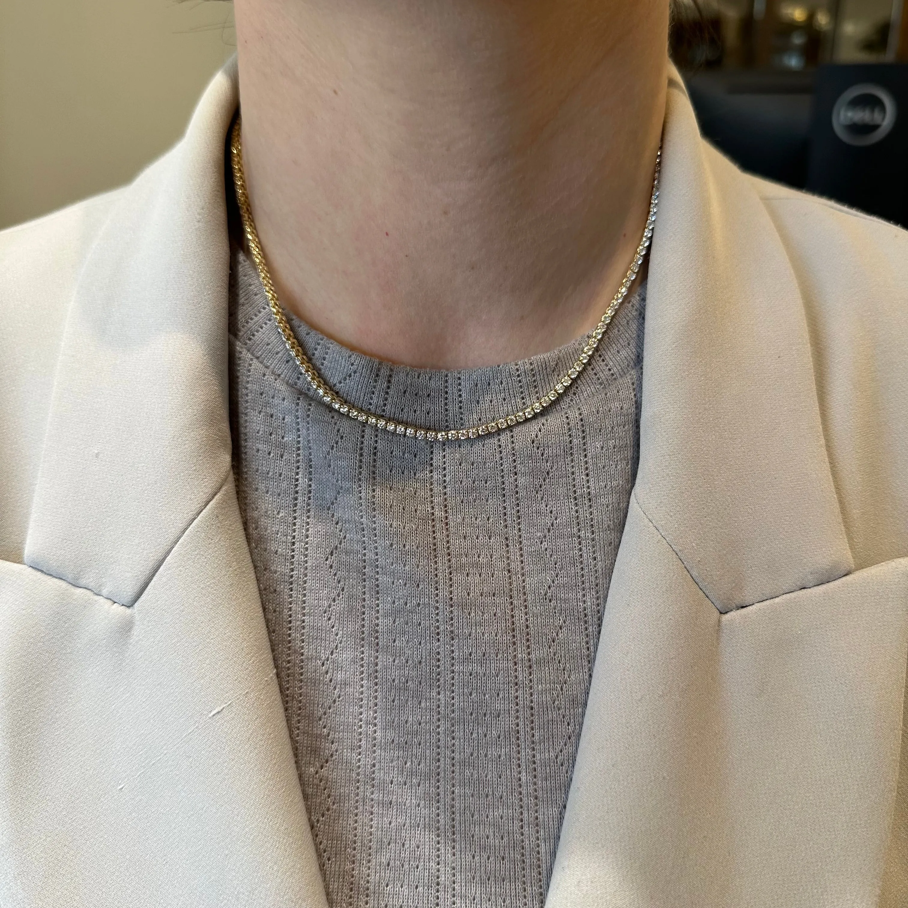 14K Yellow Gold 6.30 CTW Diamond Tennis Necklace