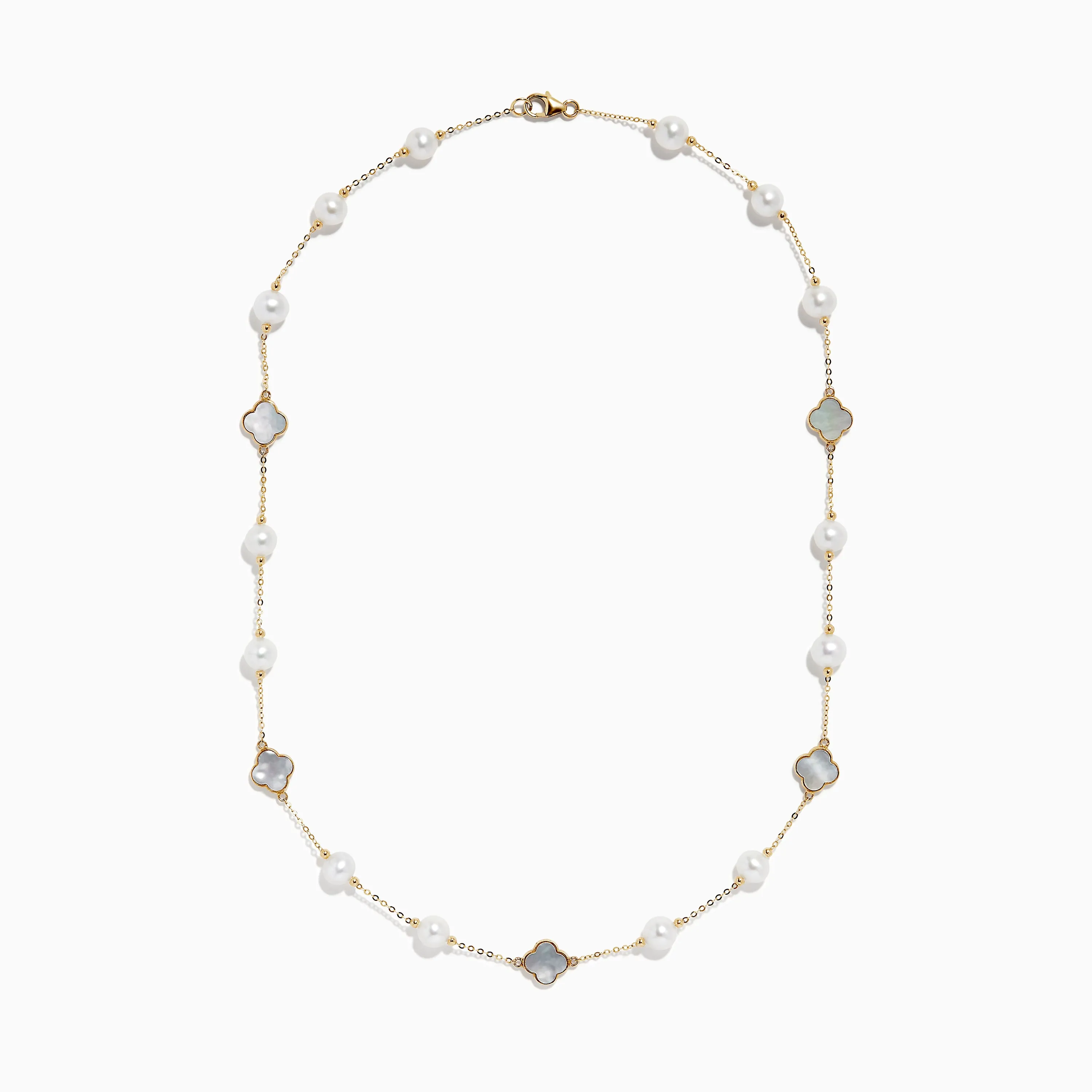 14K Yellow Gold Fresh Water Pearl and Mother of Pearl Necklace