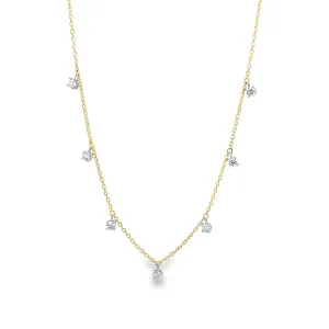 14K Yellow Gold Station Necklace - 18"