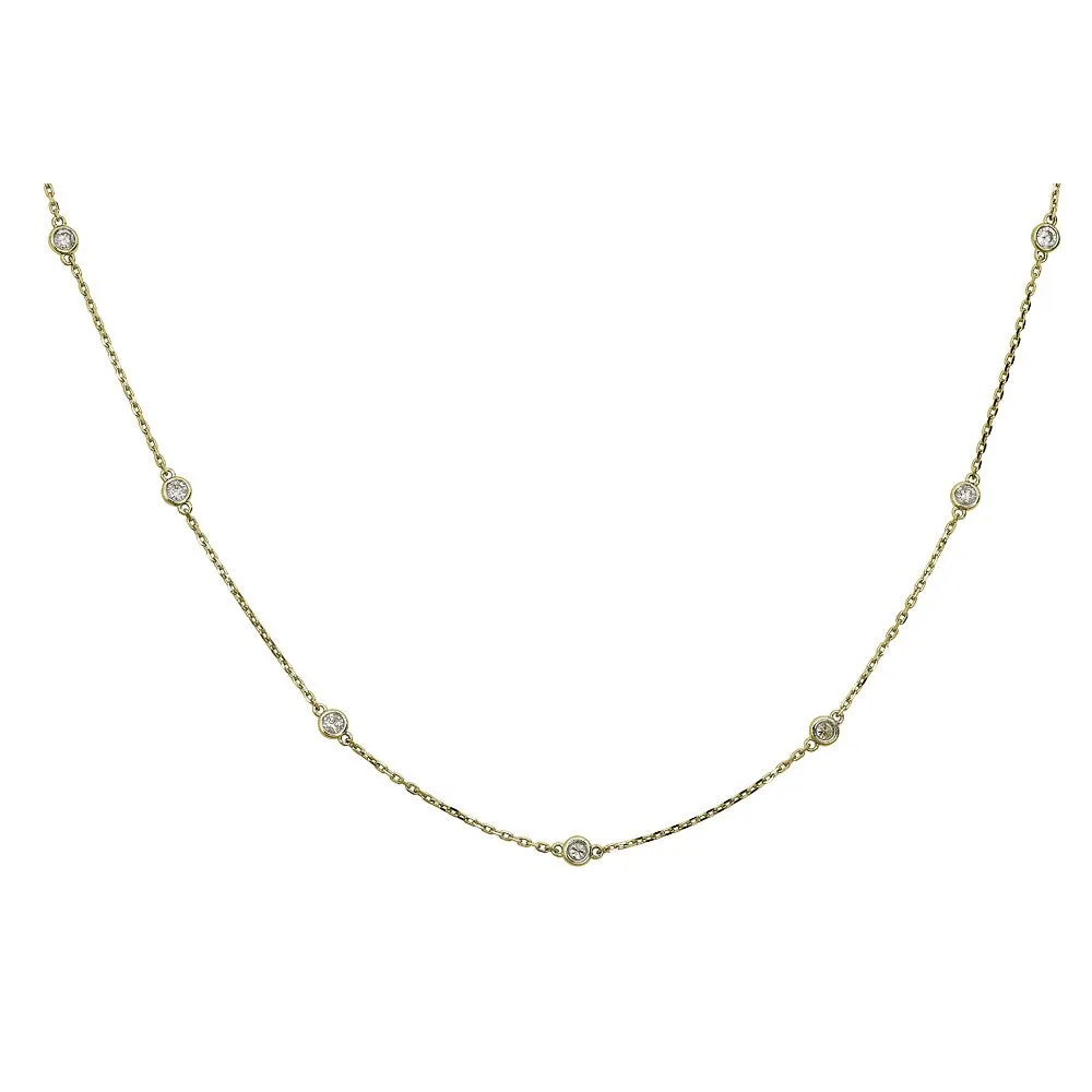 14KT 1.00CT ROUND DIAMONDS BY THE YARD NECKLACE 18"-2 COLORS