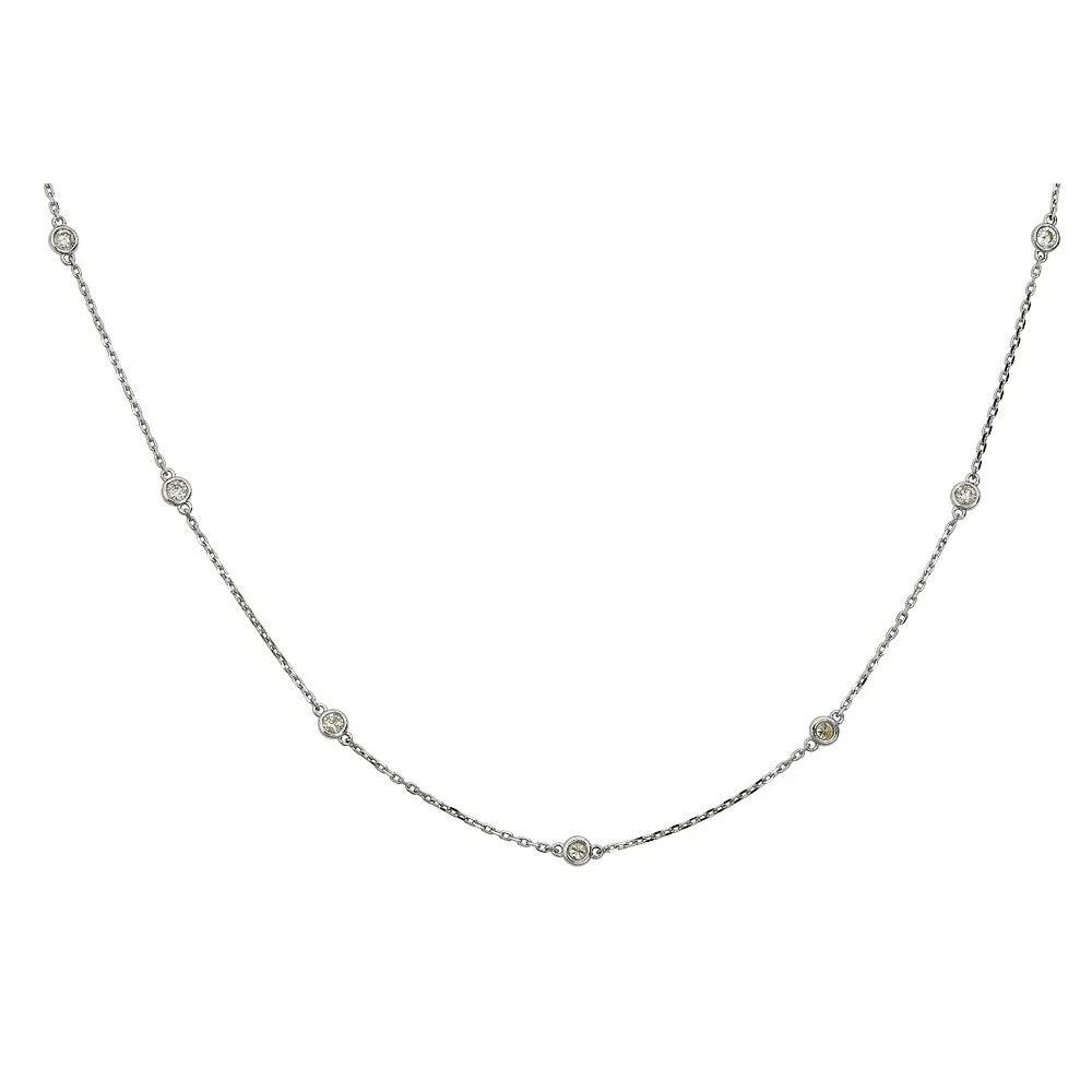 14KT 1.00CT ROUND DIAMONDS BY THE YARD NECKLACE 18"-2 COLORS