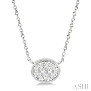 1/6 Ctw Oval Shape Pendant Lovebright Diamond Necklace in 14K White Gold