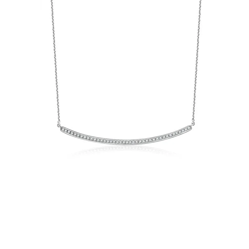 18k Gold Long Curve Diamond Necklace