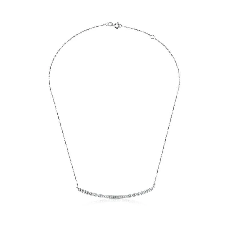 18k Gold Long Curve Diamond Necklace