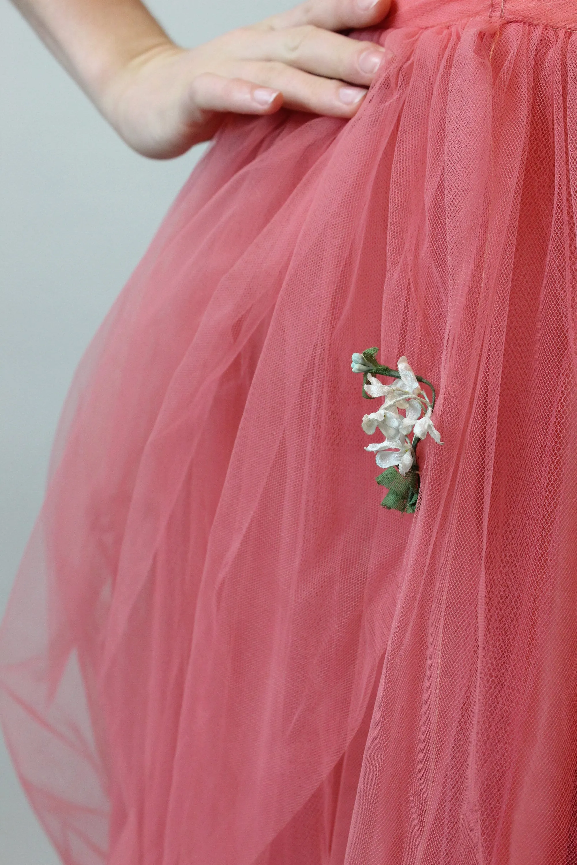 1950s CORAL TULLE halter dress xs  | new spring summer