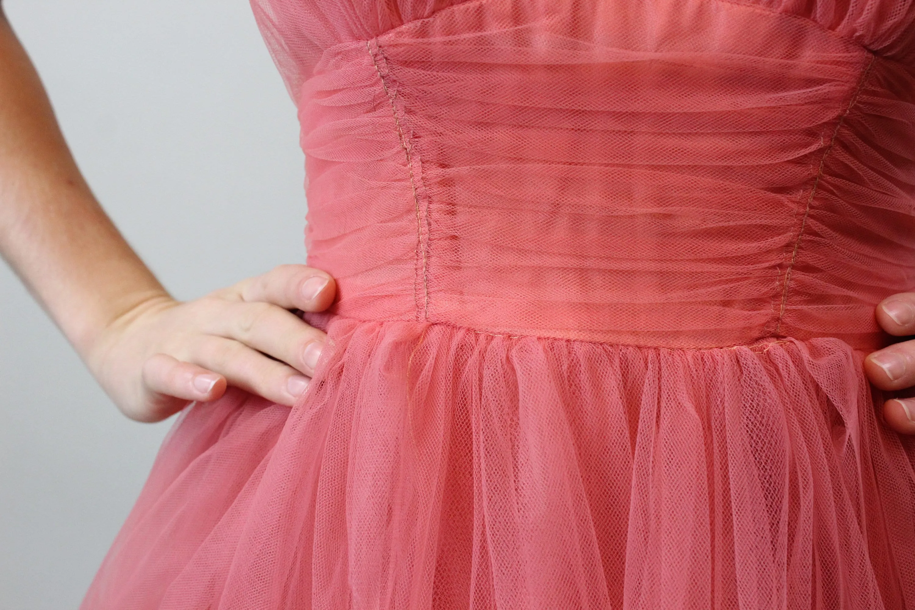 1950s CORAL TULLE halter dress xs  | new spring summer