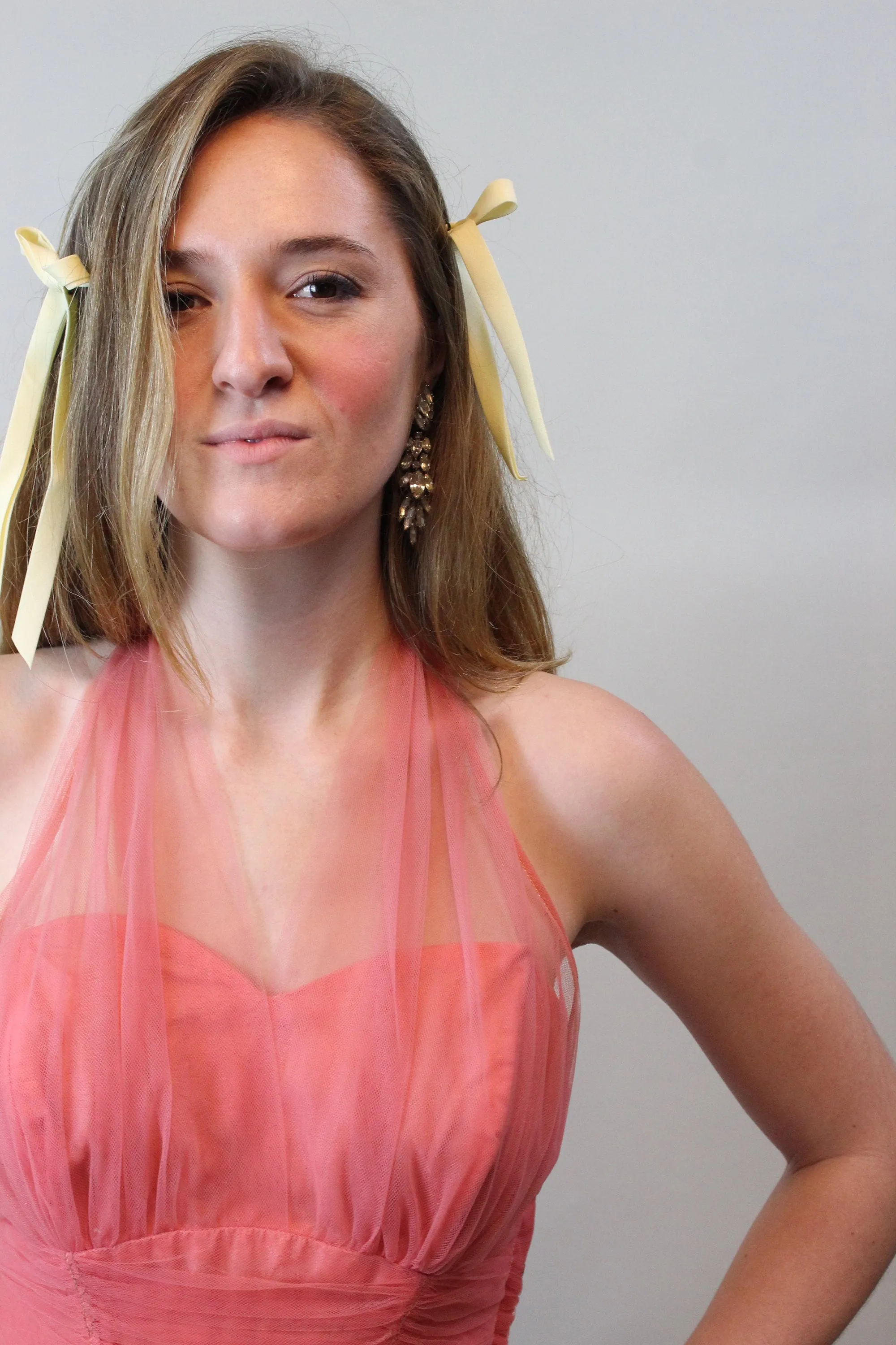 1950s CORAL TULLE halter dress xs  | new spring summer