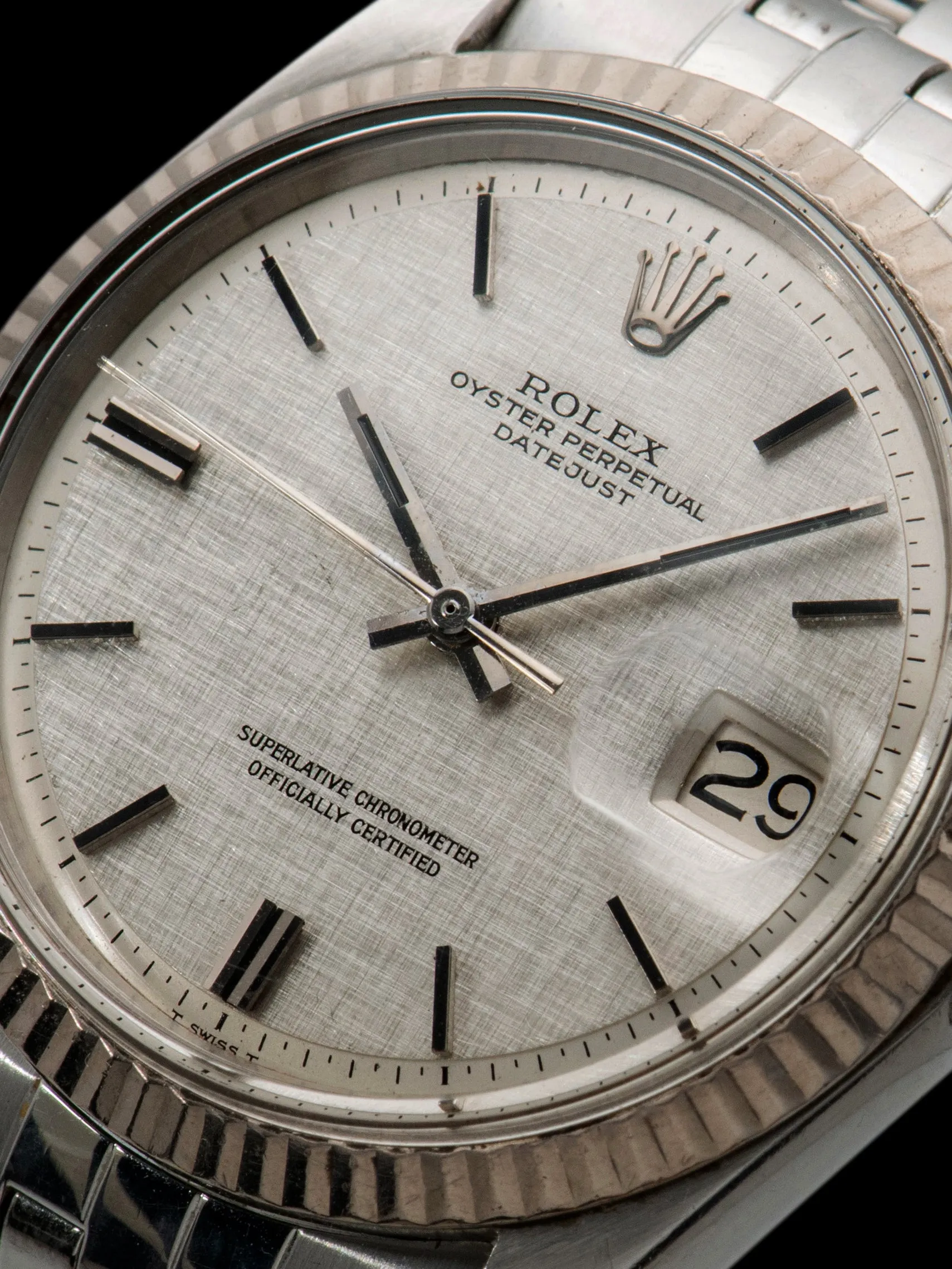 1970 Rolex Datejust (Ref. 1601) Silver Linen Non-Luminous Dial