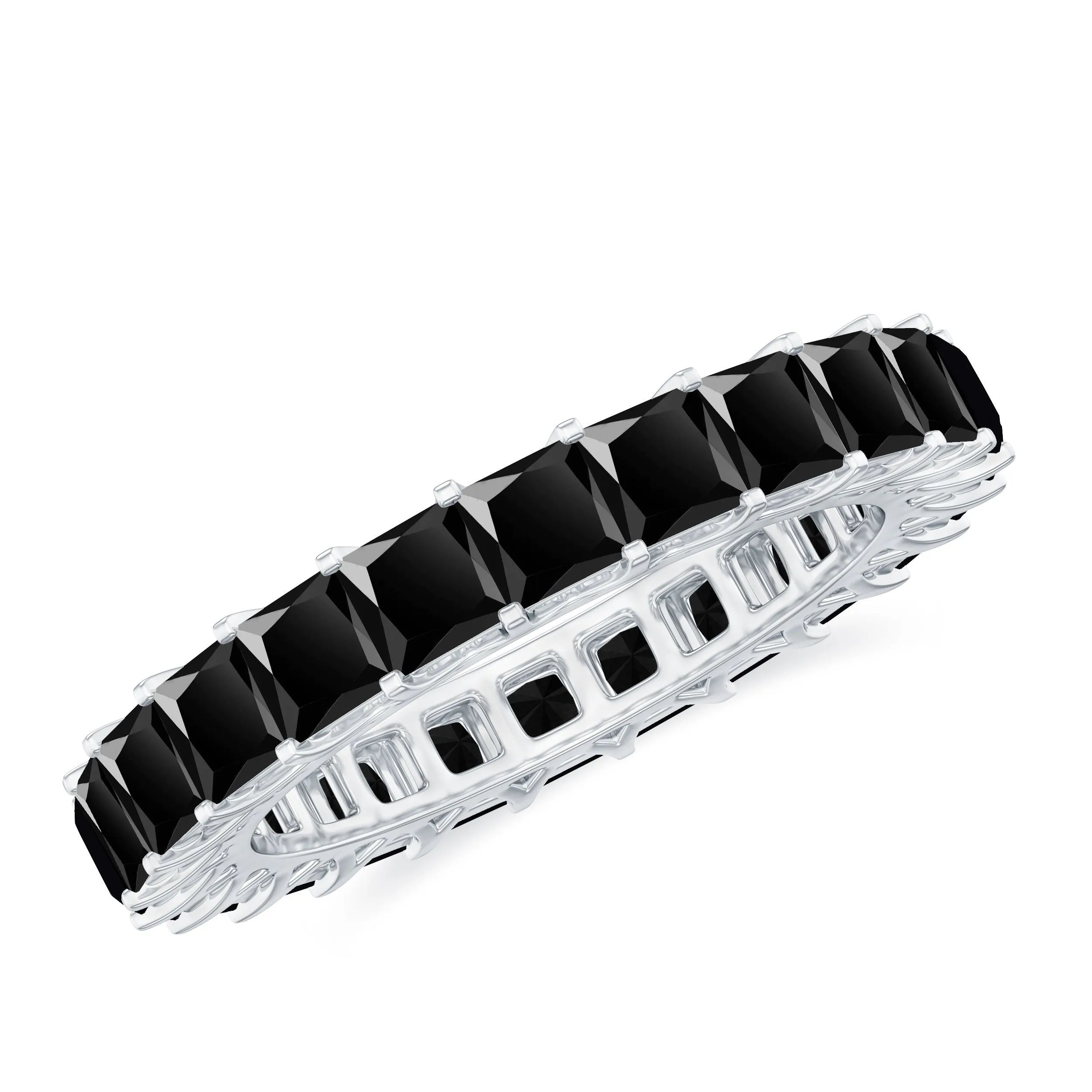 3 CT Princess Cut Black Onyx Full Eternity Band Ring