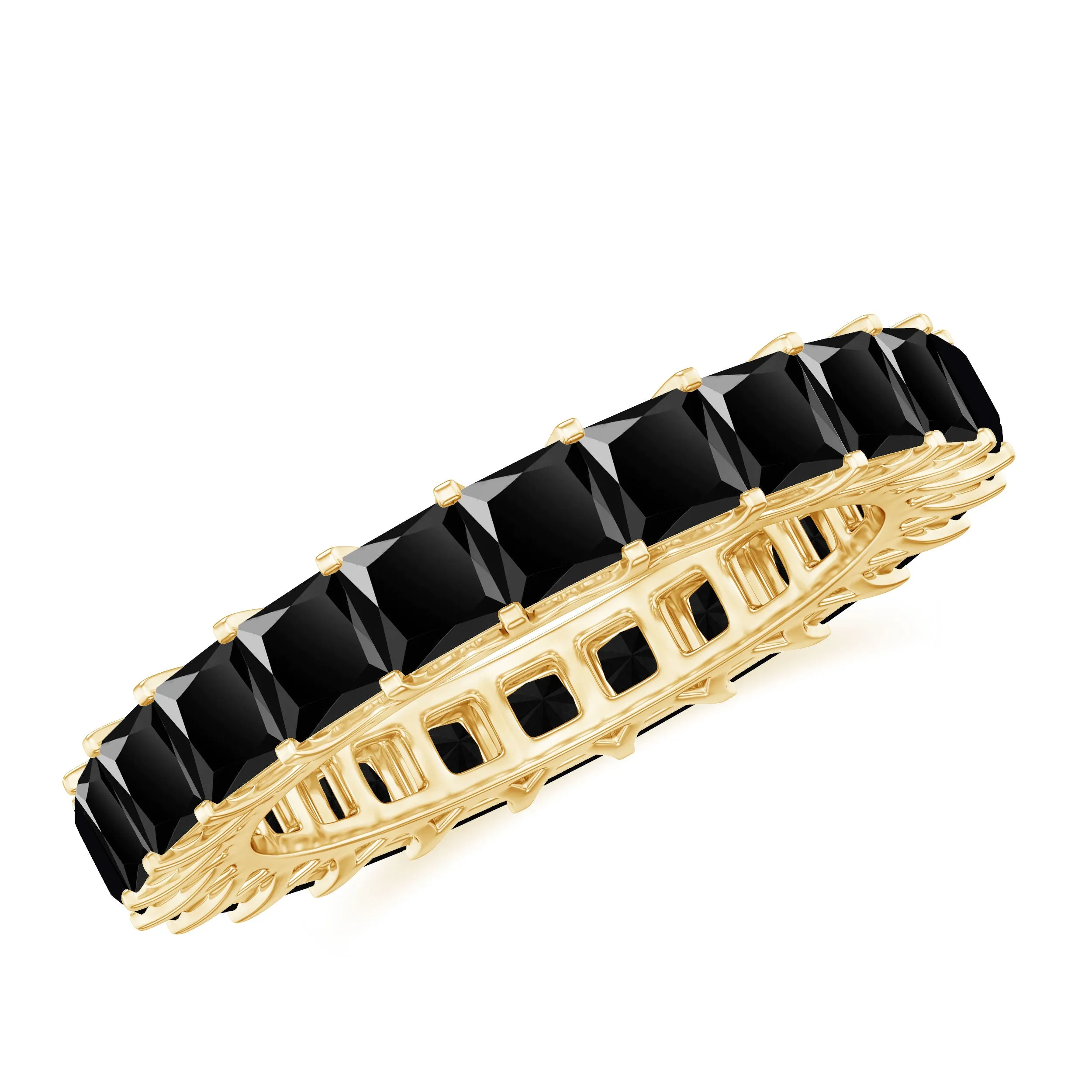 3 CT Princess Cut Black Onyx Full Eternity Band Ring