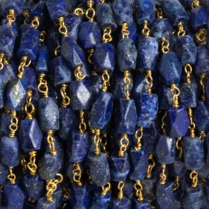8x4mm Lapis Lazuli Nugget Gold Chain 25 Beads