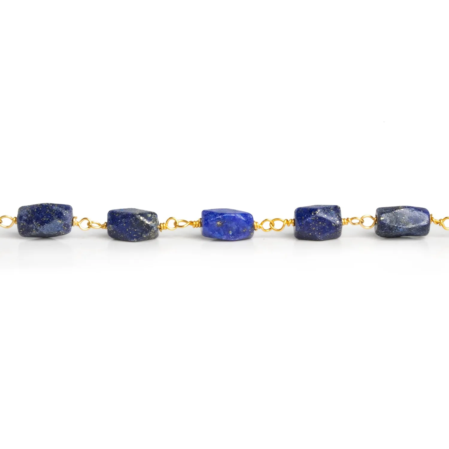 8x4mm Lapis Lazuli Nugget Gold Chain 25 Beads