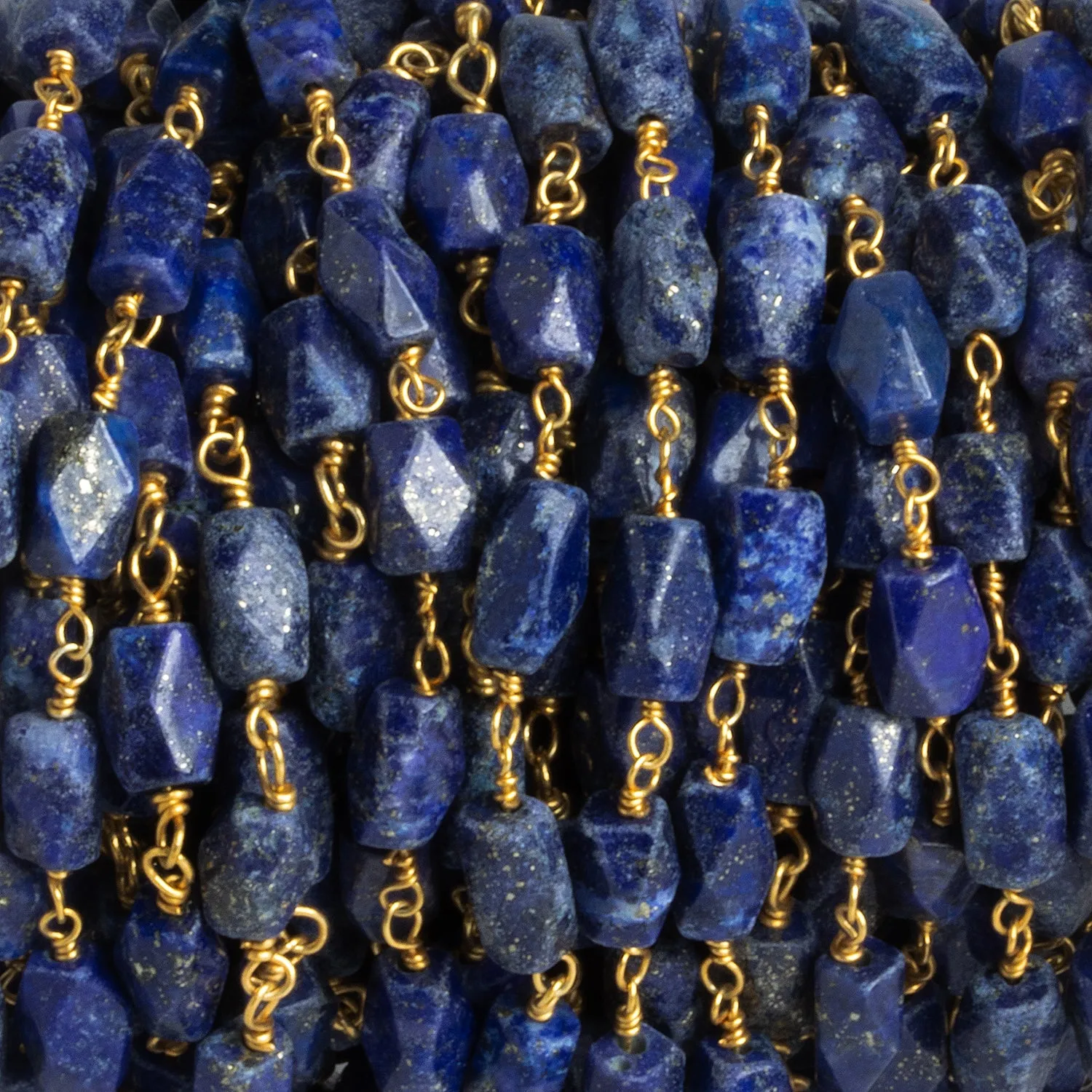 8x4mm Lapis Lazuli Nugget Gold Chain 25 Beads
