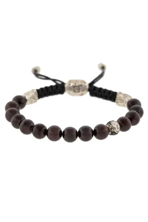 Adjustable Garnet and Black Diamond Bead Bracelet