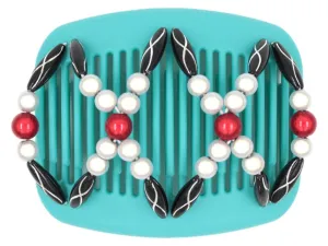 African Butterfly Hair Comb - Dalena Turquoise 04