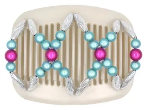 African Butterfly Hair Comb - Dalena White Pearl 21