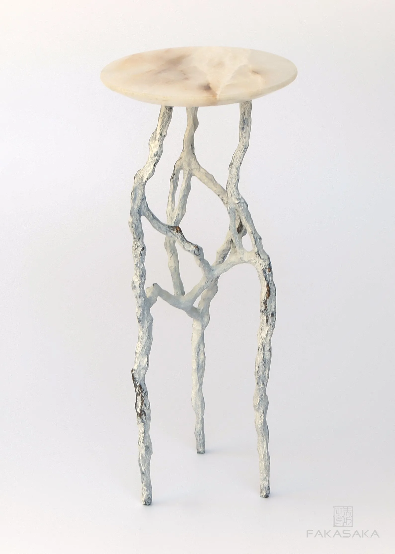 ALEXIA 3 DRINK TABLE<br><br>ONYX<br>OFF-WHITE BRONZE
