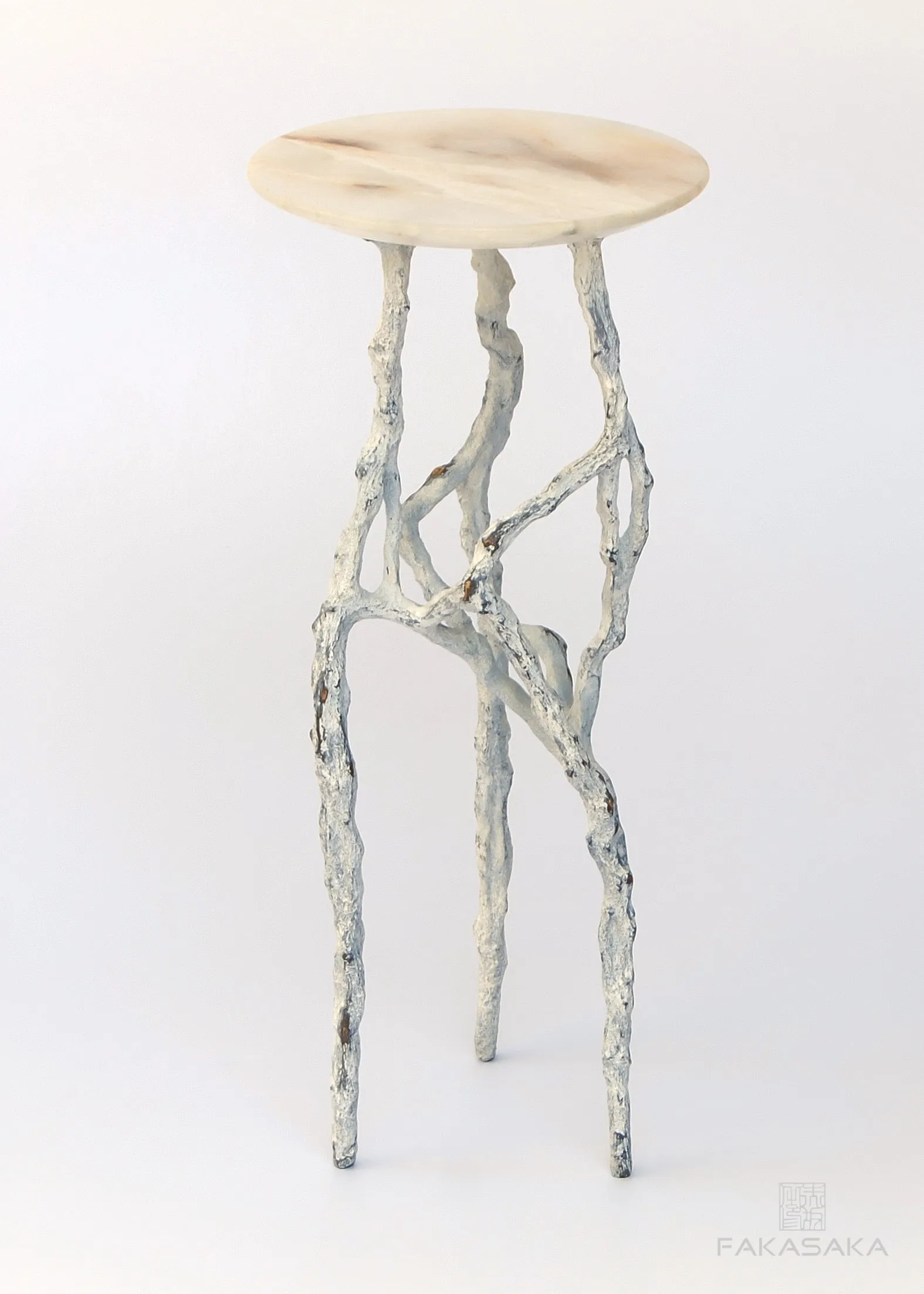 ALEXIA 3 DRINK TABLE<br><br>ONYX<br>OFF-WHITE BRONZE