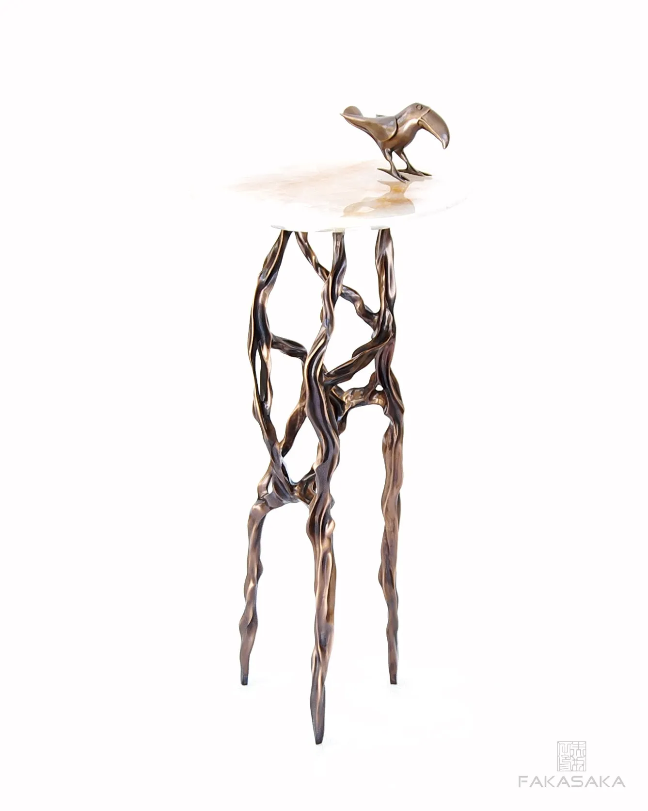 ALEXIA DRINK TABLE<br><br>TRANSLUCENT ONYX<br>BLACKBROWN BRONZE