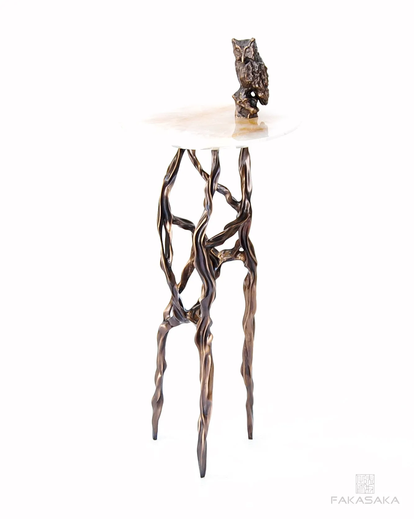 ALEXIA DRINK TABLE<br><br>TRANSLUCENT ONYX<br>BLACKBROWN BRONZE