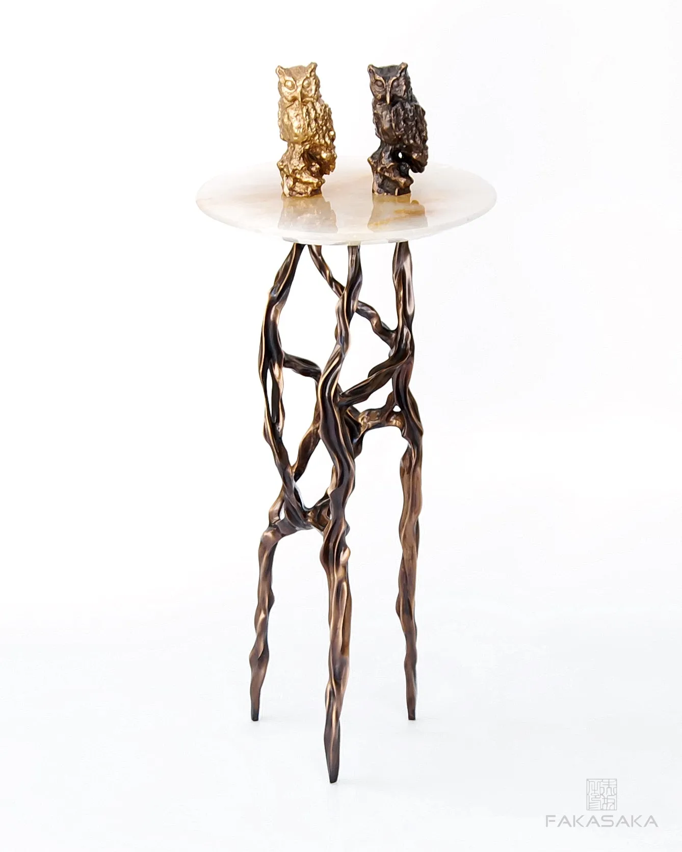 ALEXIA DRINK TABLE<br><br>TRANSLUCENT ONYX<br>BLACKBROWN BRONZE