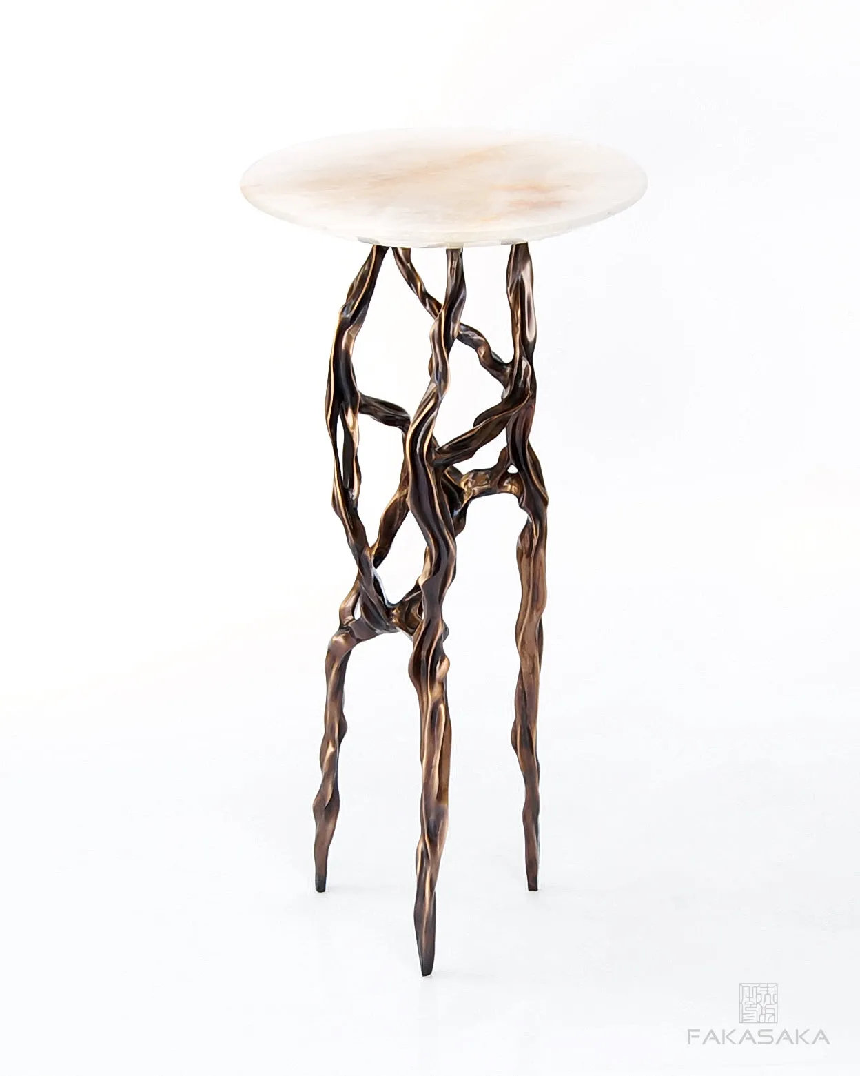 ALEXIA DRINK TABLE<br><br>TRANSLUCENT ONYX<br>BLACKBROWN BRONZE