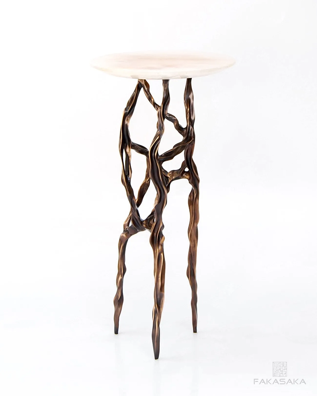 ALEXIA DRINK TABLE<br><br>TRANSLUCENT ONYX<br>BLACKBROWN BRONZE