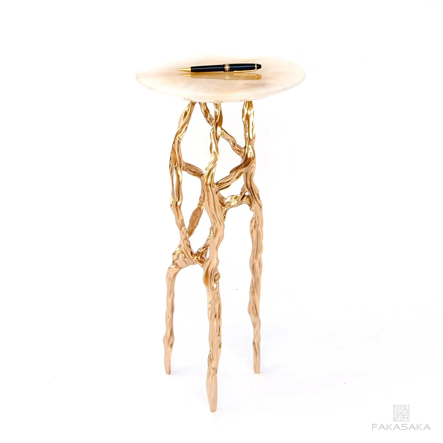 ALEXIA DRINK TABLE<br><br>TRANSLUCENT ONYX<br>BLACKBROWN BRONZE
