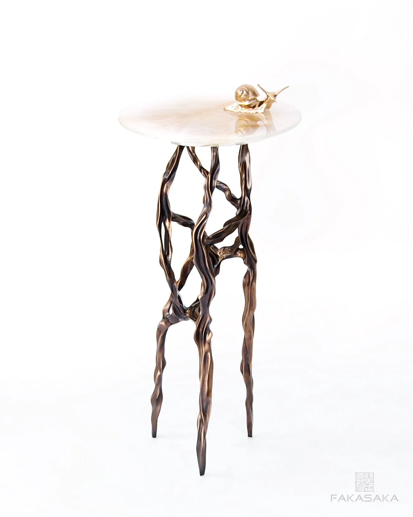 ALEXIA DRINK TABLE<br><br>TRANSLUCENT ONYX<br>BLACKBROWN BRONZE