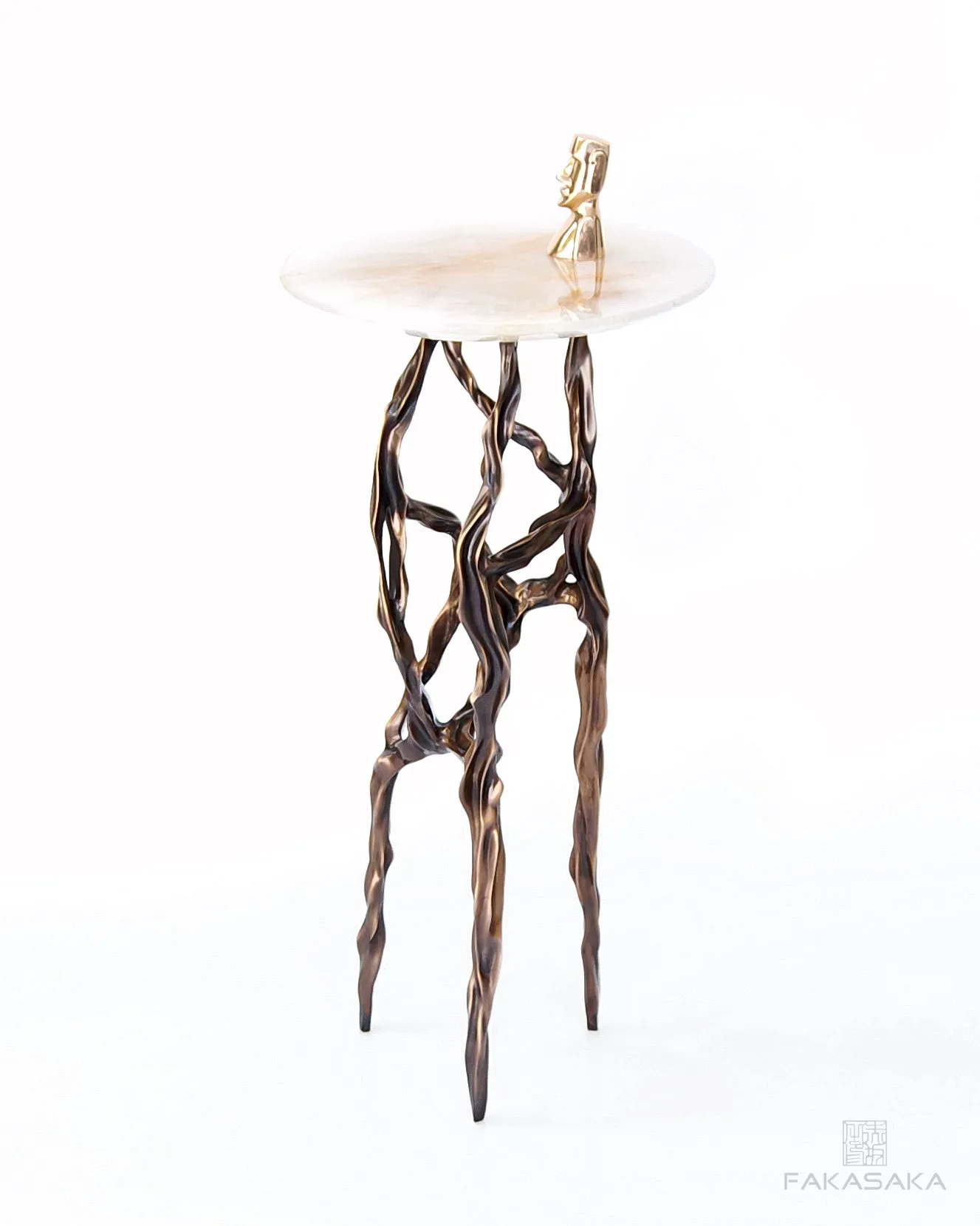 ALEXIA DRINK TABLE<br><br>TRANSLUCENT ONYX<br>BLACKBROWN BRONZE