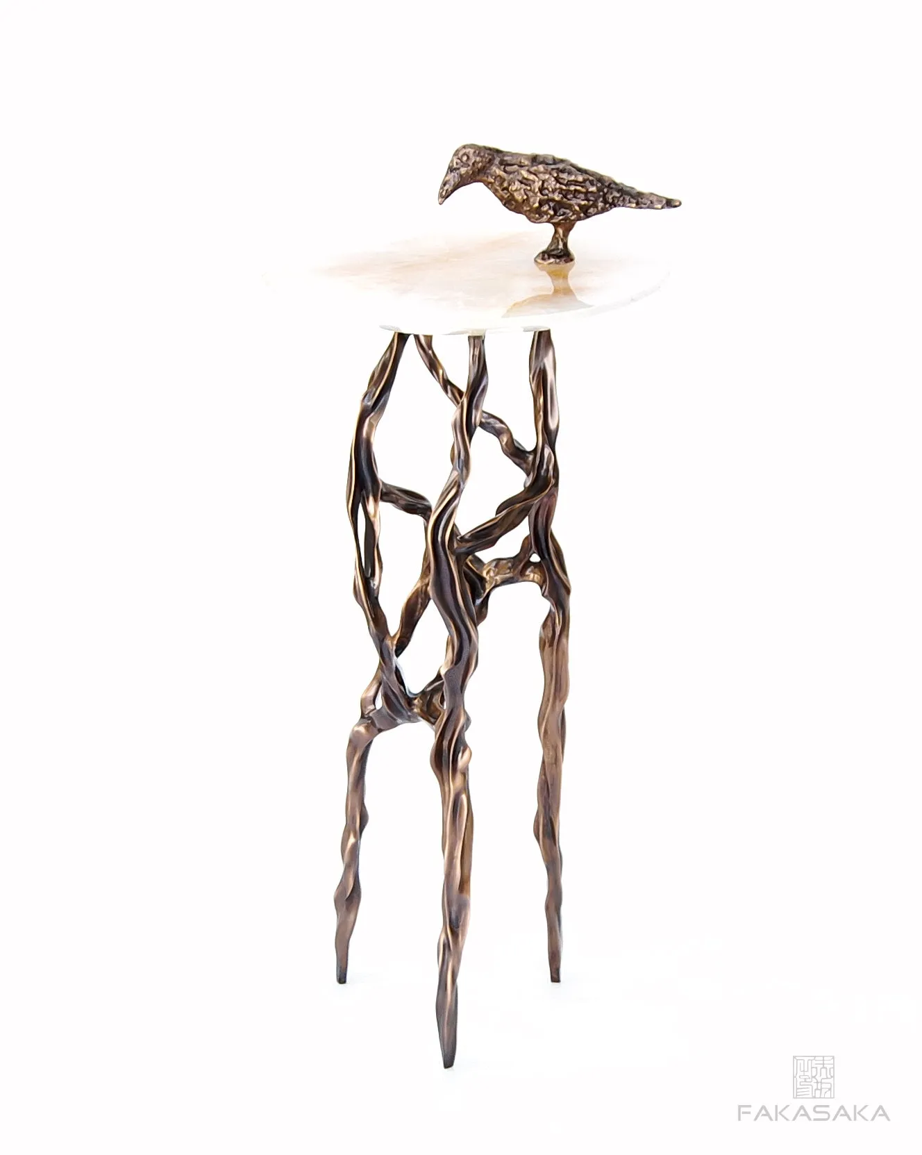 ALEXIA DRINK TABLE<br><br>TRANSLUCENT ONYX<br>BLACKBROWN BRONZE