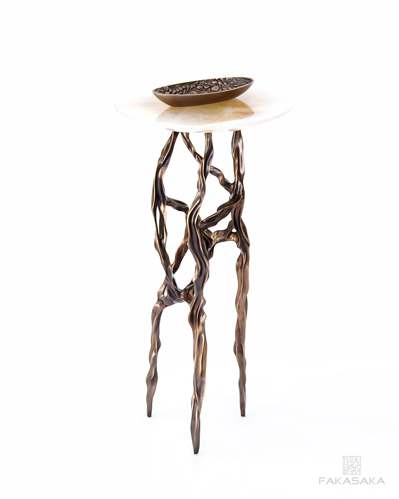 ALEXIA DRINK TABLE<br><br>TRANSLUCENT ONYX<br>BLACKBROWN BRONZE