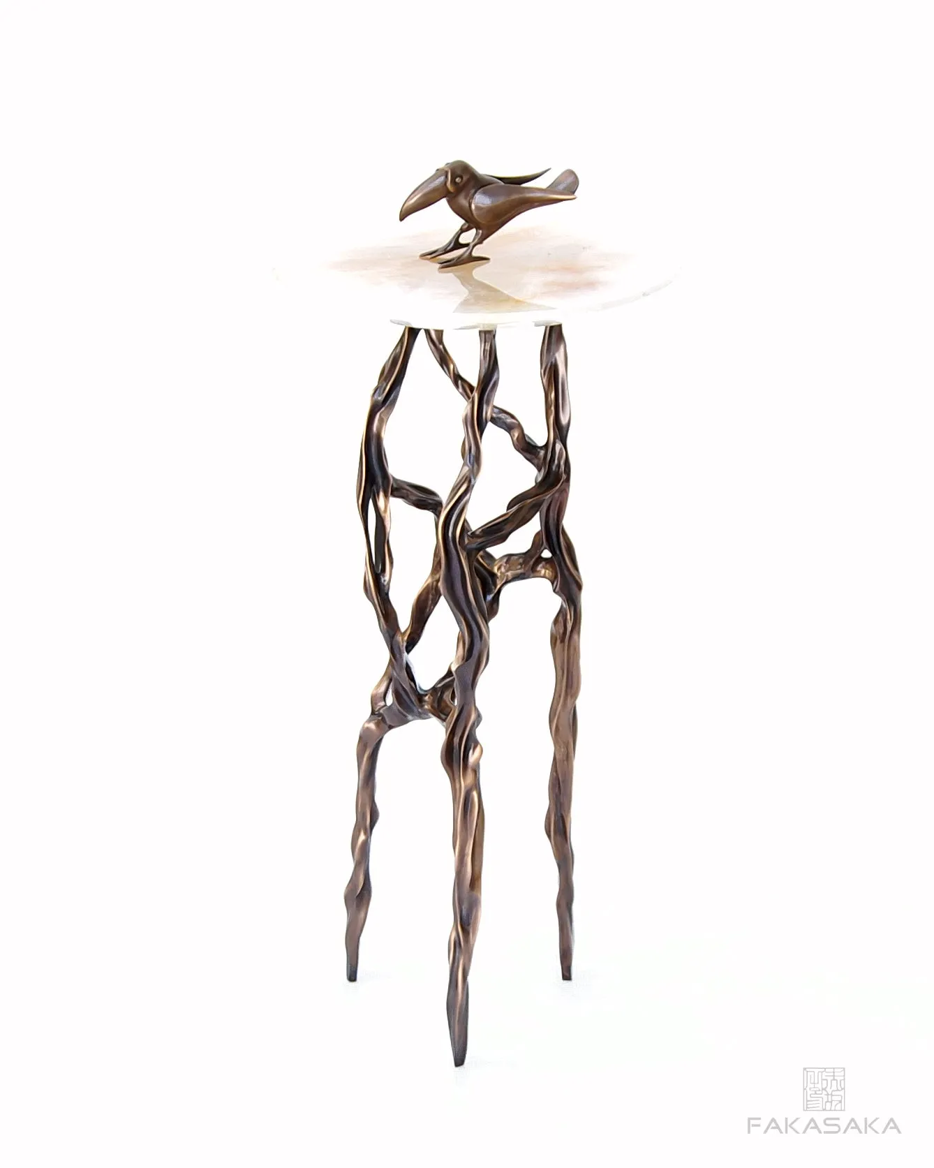ALEXIA DRINK TABLE<br><br>TRANSLUCENT ONYX<br>BLACKBROWN BRONZE