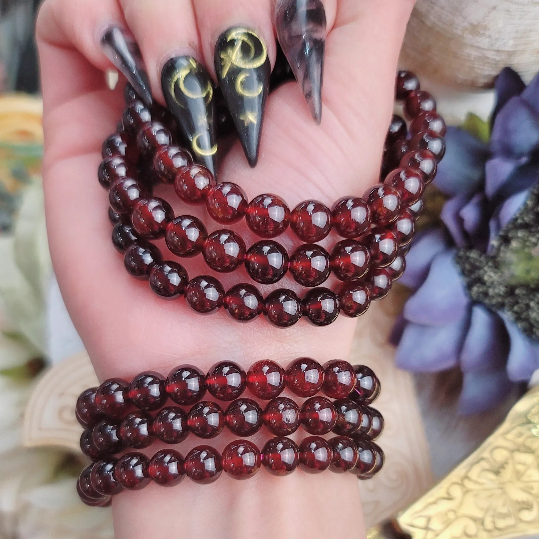 Almandine Garnet Bracelet (AAA Quality) for Grounding, Health and Strength