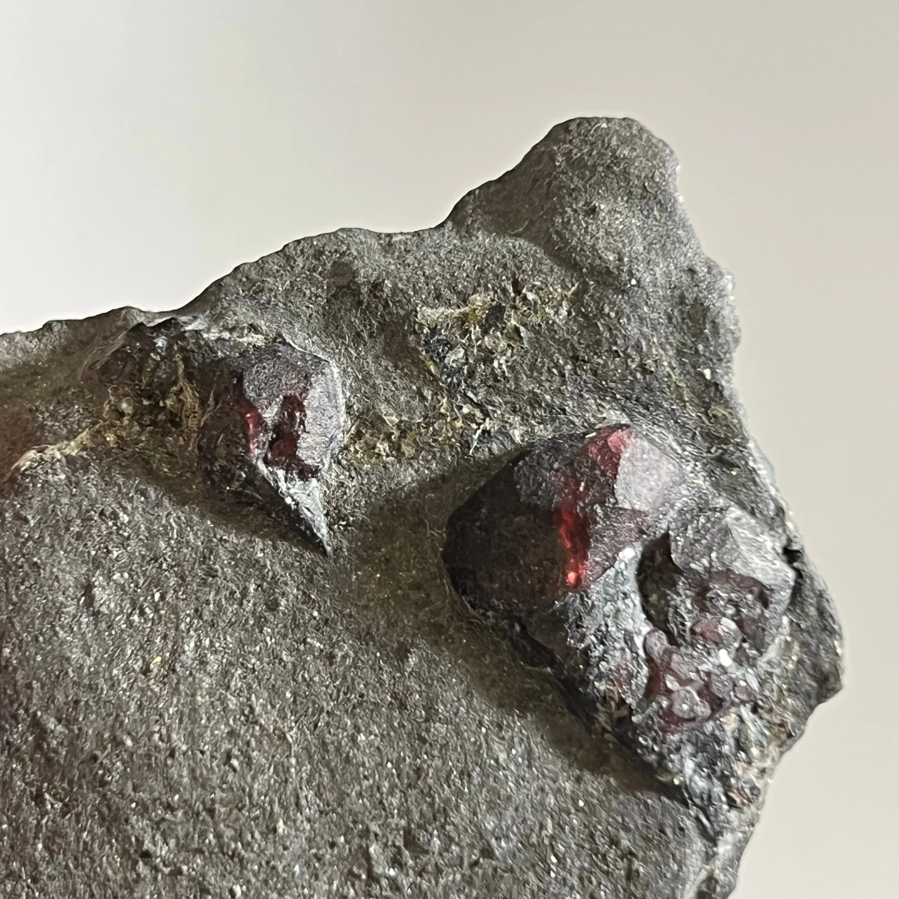 Almandine Garnet on Graphite, Red Embers Mine, Erving, Franklin County, Massachusetts, USA