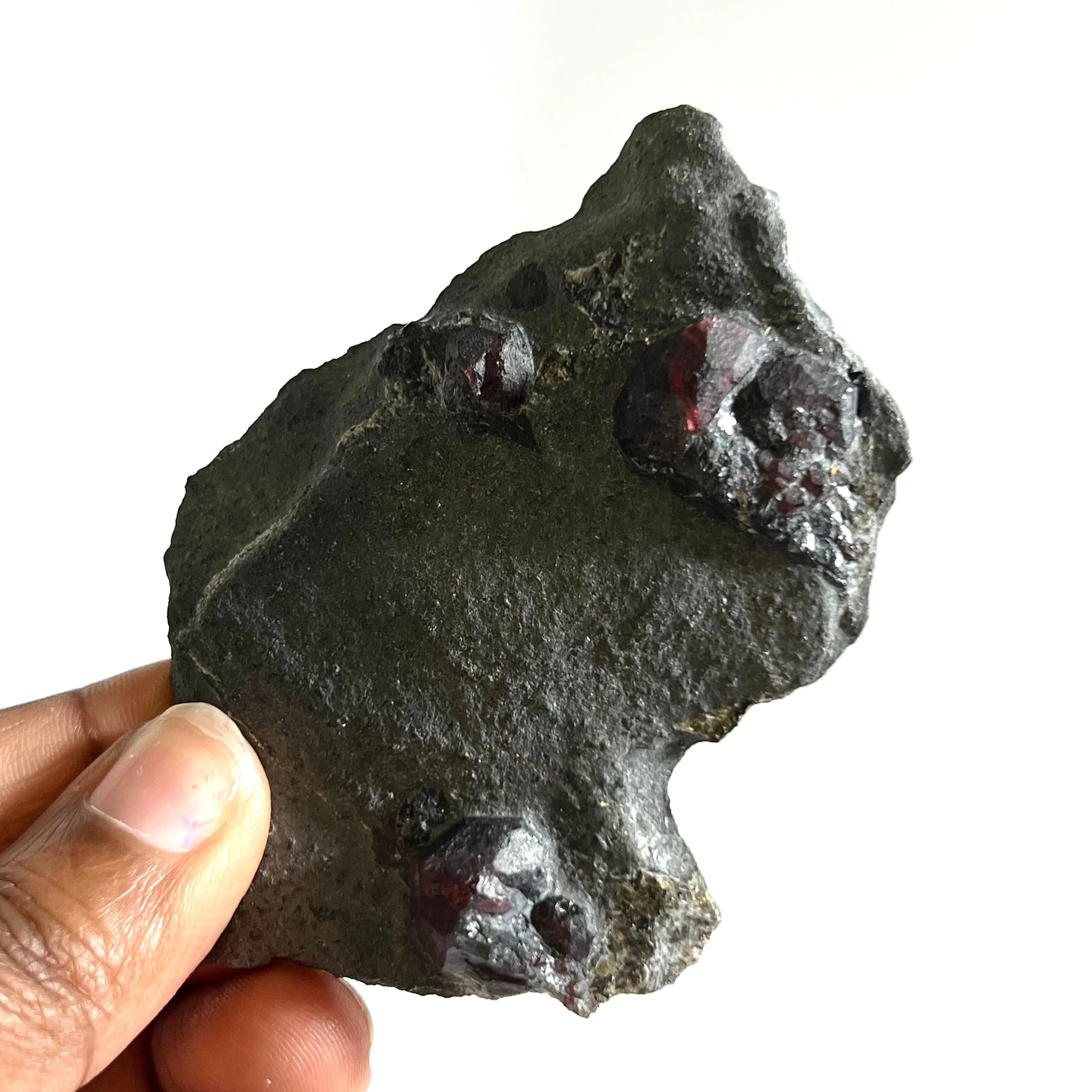 Almandine Garnet on Graphite, Red Embers Mine, Erving, Franklin County, Massachusetts, USA