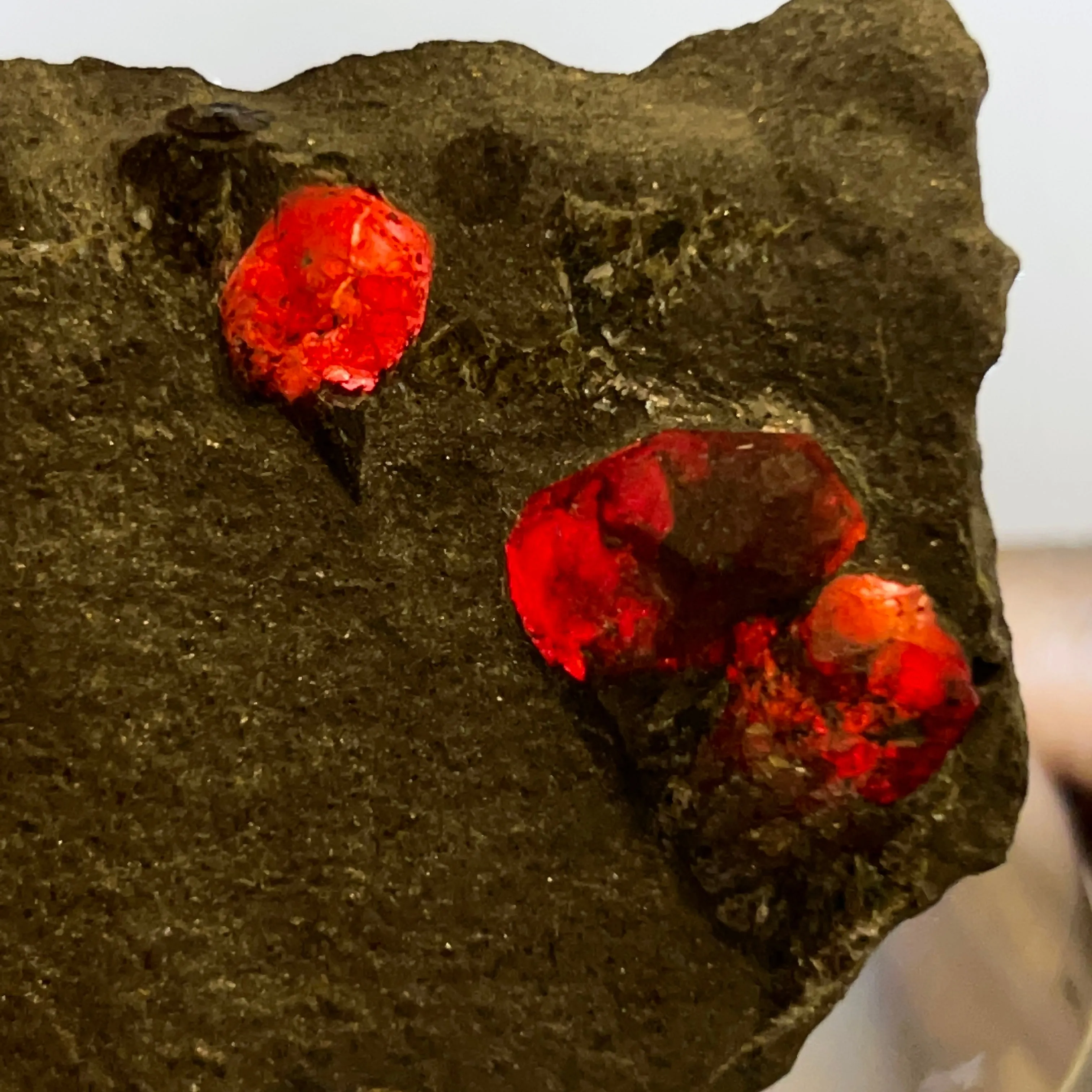 Almandine Garnet on Graphite, Red Embers Mine, Erving, Franklin County, Massachusetts, USA