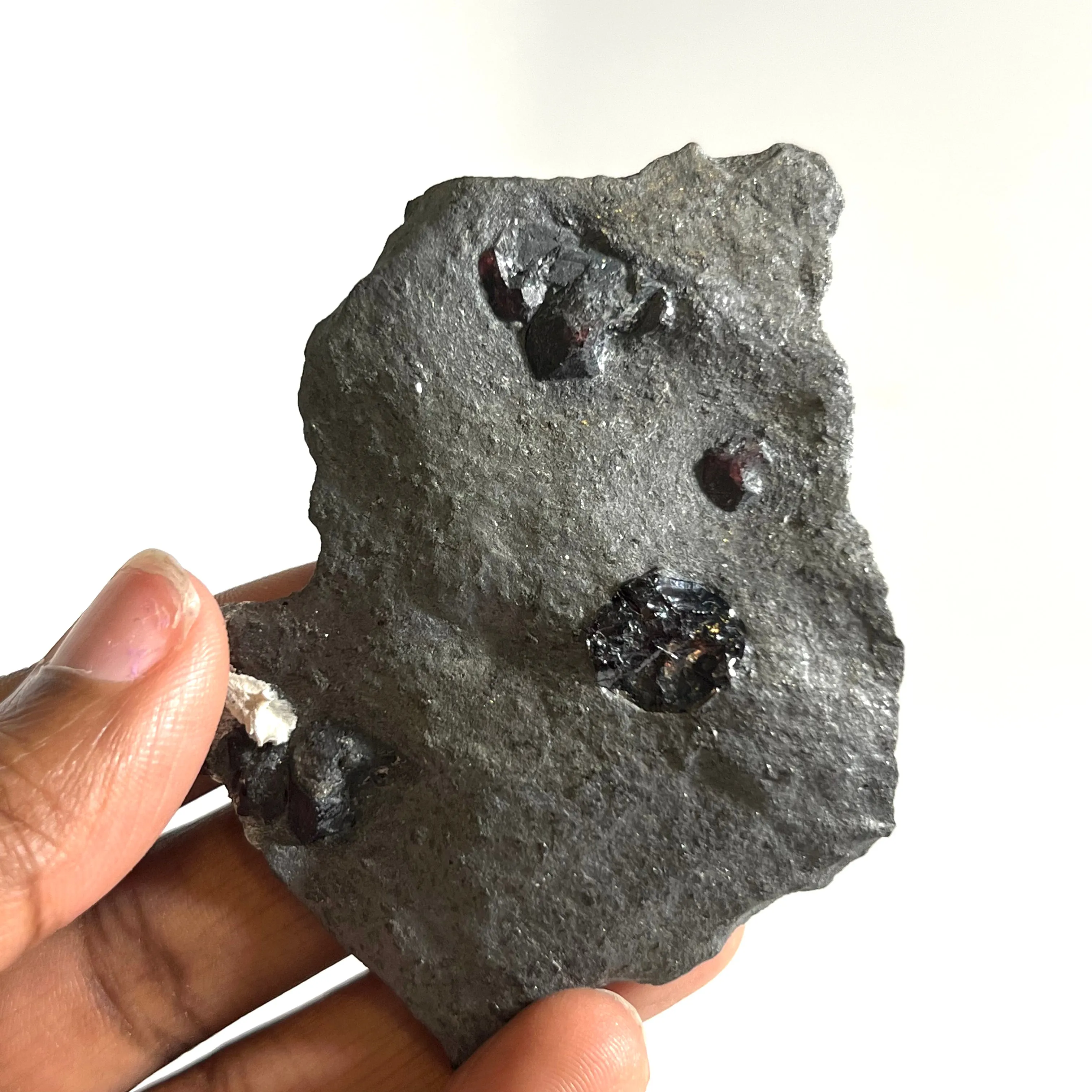 Almandine Garnet on Graphite, Red Embers Mine, Erving, Franklin County, Massachusetts, USA