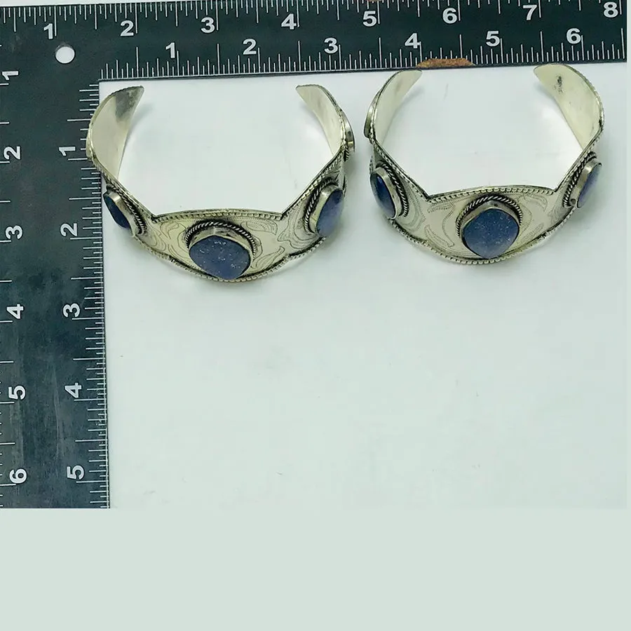 Antique Turkmen Silver Lapis Lazuli Bracelet