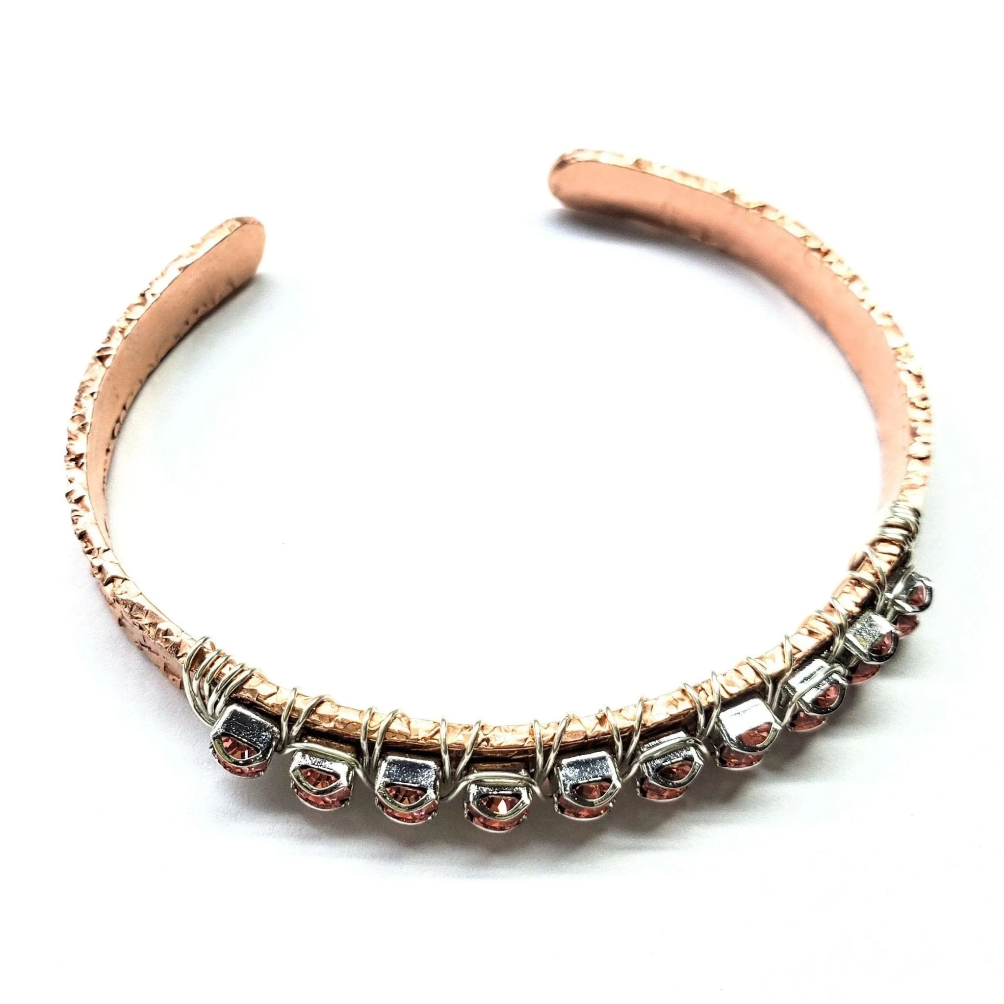 Battered For A Purpose Copper Rhinestone Cuff Bangle