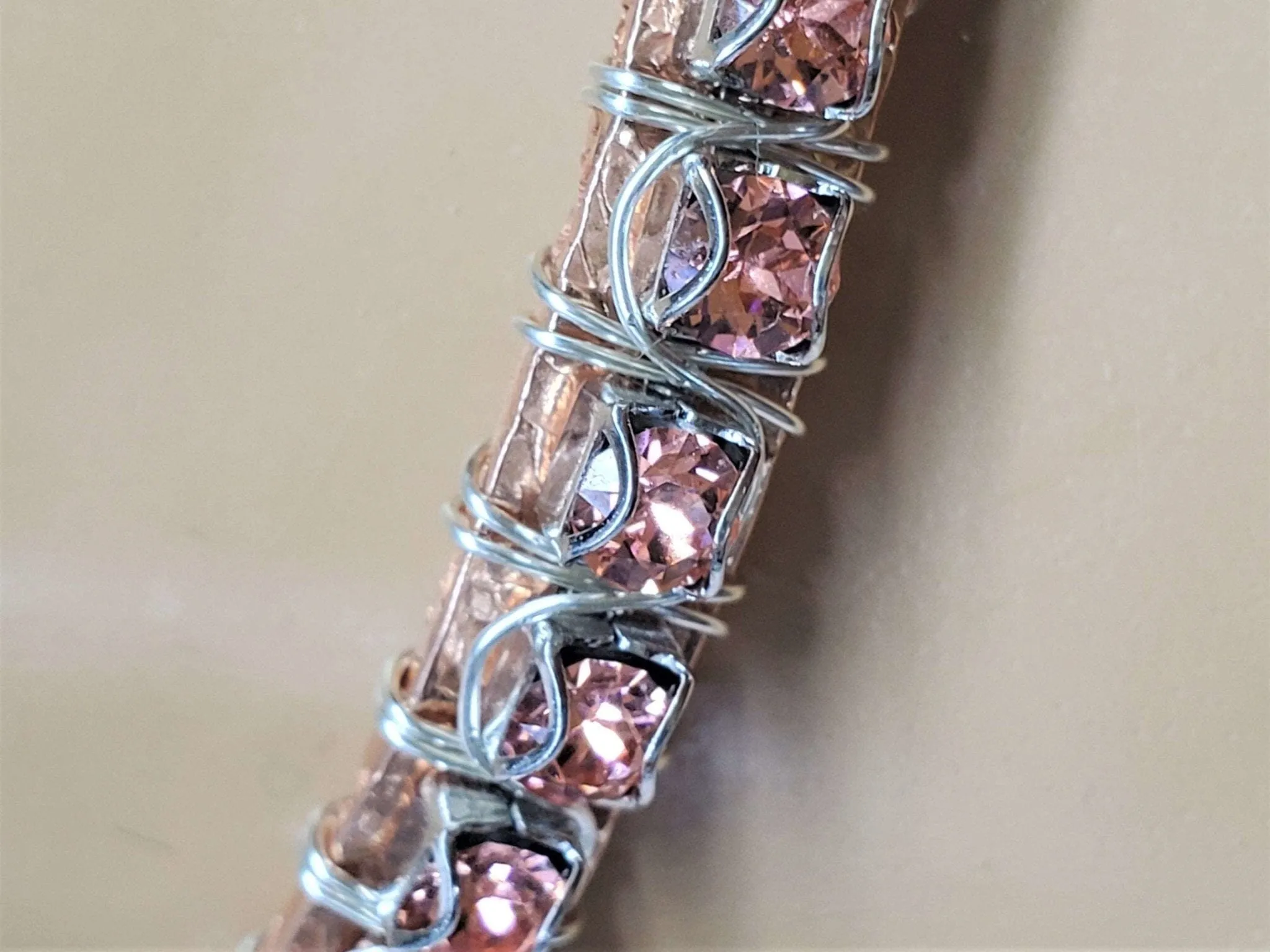 Battered For A Purpose Copper Rhinestone Cuff Bangle